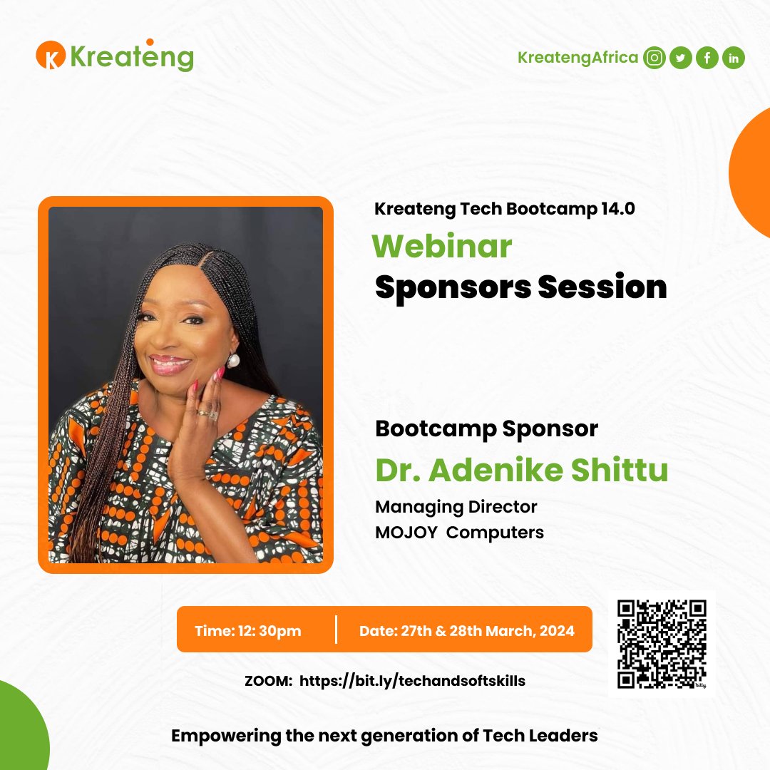 KreatengAfrica's tweet image. Attention all employees! Propel your career forward with the Kreateng Tech BootCamp 14.0 Webinar Session on Tech and Soft Skills for Career Growth! 🚀 March 27th &amp;amp; 28th, 2024 - Secure your spot today and invest in your future success! #TechBootCamp #CareerDevelopment #kreateng