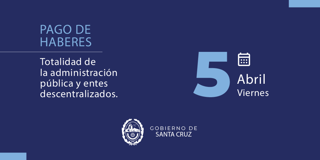 #AvisoImportante | 🏧 PAGO DE HABERES ADMINISTRACIÓN PÚBLICA

🔹El viernes 5 de abril se acreditarán los haberes para trabajadores y trabajadoras de la totalidad de los organismos provinciales, el Poder Legislativo y el Poder Judicial.
