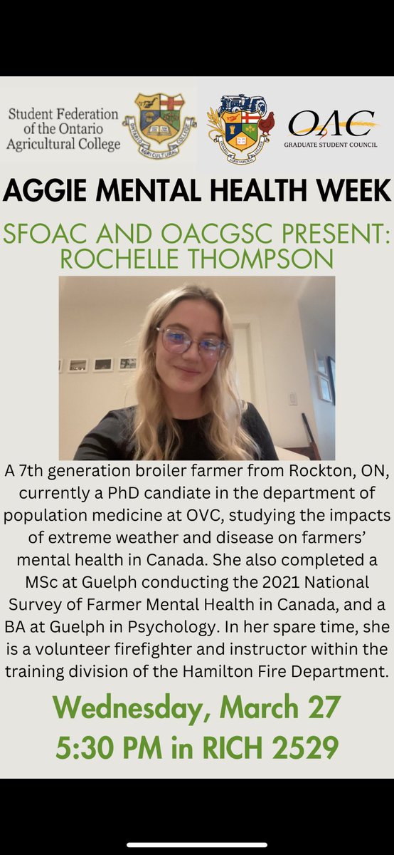 This week is Aggie Mental Health Week, an initiative started by SFOAC past president Stephanie Fletcher. This week is to raise awareness and learn more about the importance of mental health in agriculture!