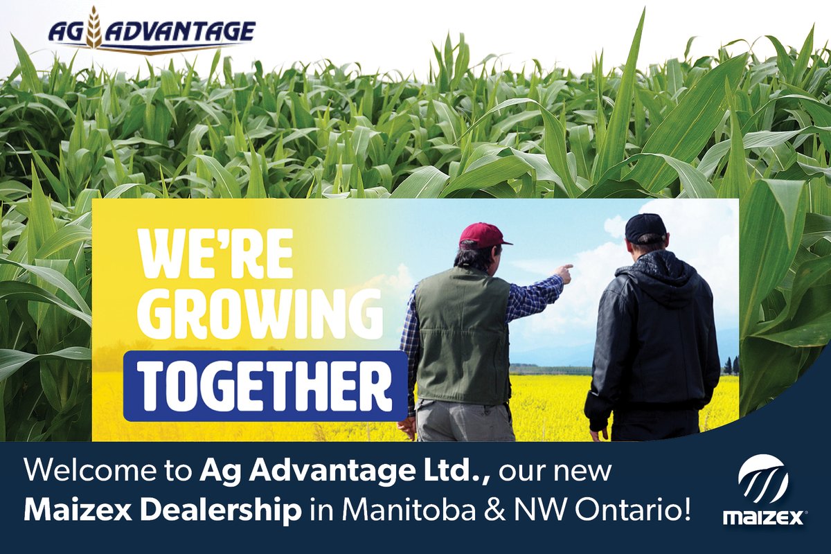 Here we grow again! We'd like to welcome our newest #MaizexDealer AG Advantage Ltd., with locations in Manitoba and NW Ontario. @AgAdvantageOak1 #fieldbyfield #CanadianGrownCanadianOwned #plant24