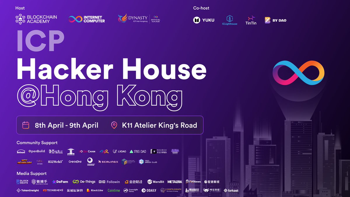 🌟 ICP Hacker House @ Hong Kong 📘 Learn from 0 to 1, build on ICP! 💰 Compete for grants up to $20K! 📅 8-9 Apr, K11 Atelier 🔥Exclusive session w/ DFINITY Co-founder @dominic_w DFINITY Global Adoption Lead @shashis132 📅 Register now! lu.ma/zw0xgd6j Project…