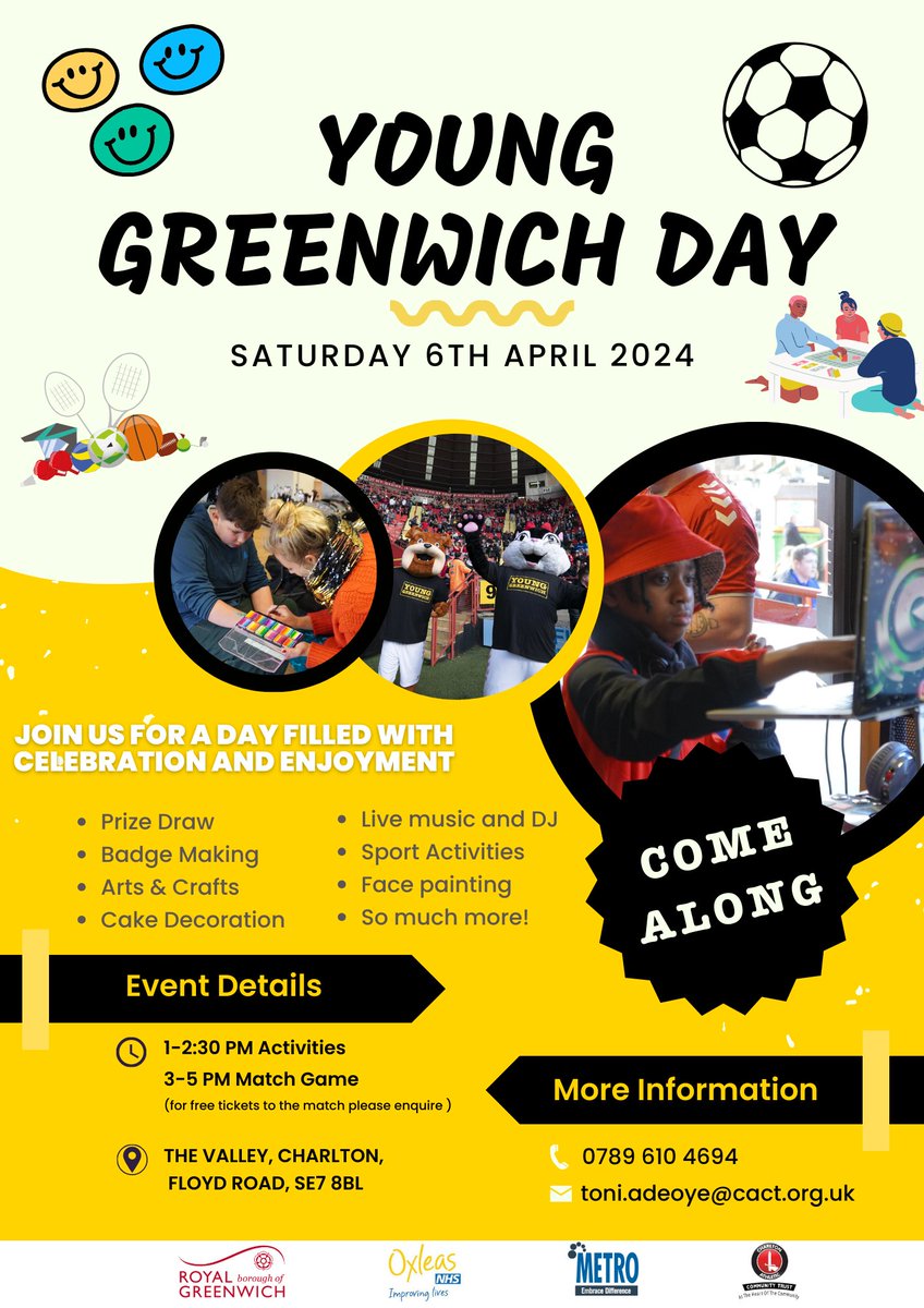 Join us on Saturday, April 6th, for our annual Young Greenwich Day! 🎊 An afternoon packed with exciting activities and celebrations awaits you 🤩 . Plus, enjoy access to the match afterwards. Find out more details now!👏🤹