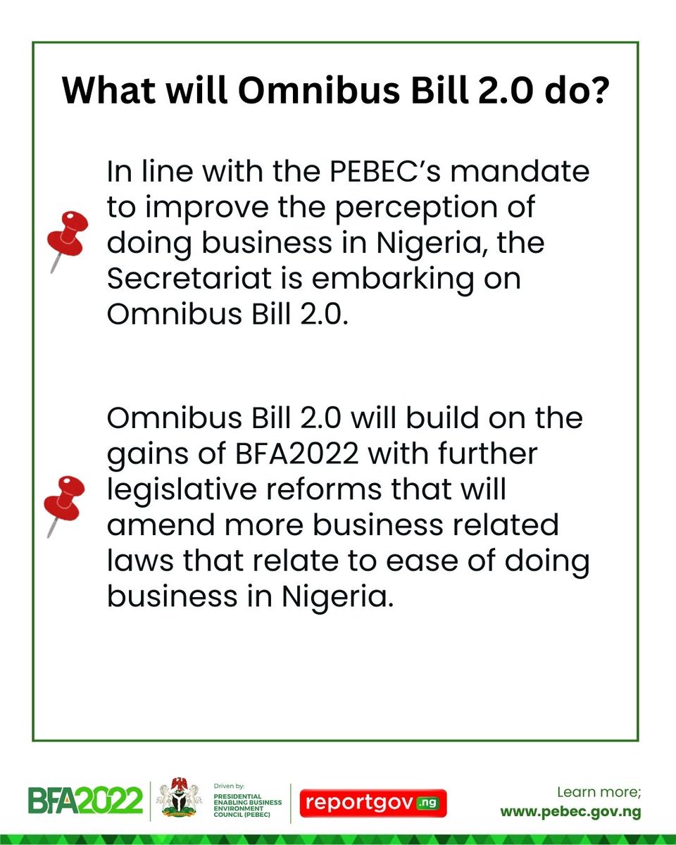 The great part is that this process is open to all stakeholders and the general public. In the coming days, we will be sharing how you can participate in Omnibus Bill 2.0. Watch this space. #PEBECWorks #OmnibusBill #EaseOfDoingBusiness