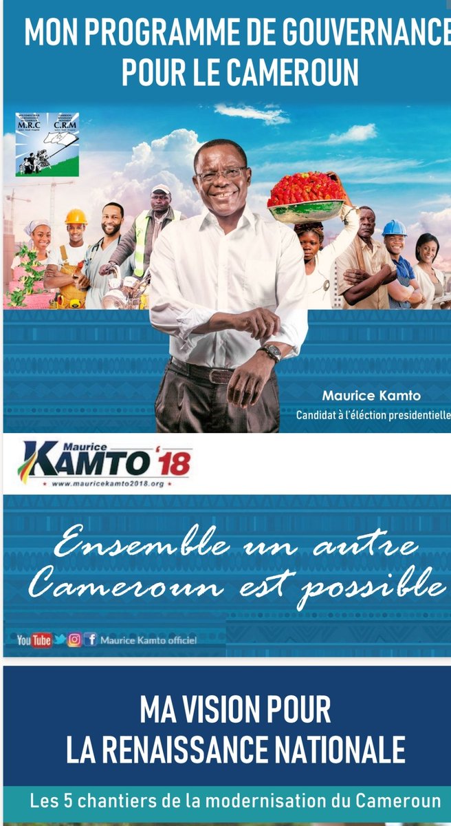 Ainsi, voici le programme politique du MRC soutenu par @KamtoOfficiel en 2018 Le professionalime sur le programme est perceptible. Version video si t'aime pas lire: shorturl.at/hiDL7 Version pdf : Français : shorturl.at/stvA8 Anglais : shorturl.at/nrsU0