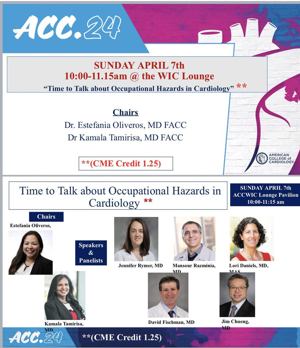 Occupational Hazard of Radiation☢️ in Cardiology. It shouldn’t be “out of sight, out of mind”. Join us for this insightful discussion at #ACC24 led by @EstefaniaOS @KTamirisaMD @jennifer_rymer @loridanielsmd @MRazminia @DrJCheungEP @ACCinTouch #ACCFIT #CardioTwitter #ACCWIC