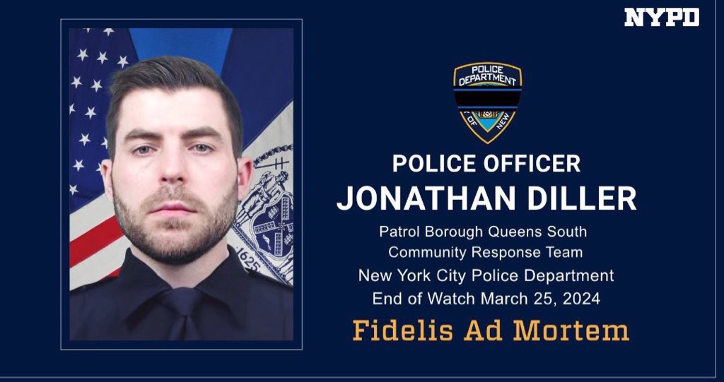 nsrssiny's tweet image. Our thoughts &amp;amp; prayers are with the members of the NYPD, family, &amp;amp; friends of Police Officer Jonathan Diller who was shot and killed yesterday, in Queens, while conducting a car stop.  Fidelis Ad Mortem.