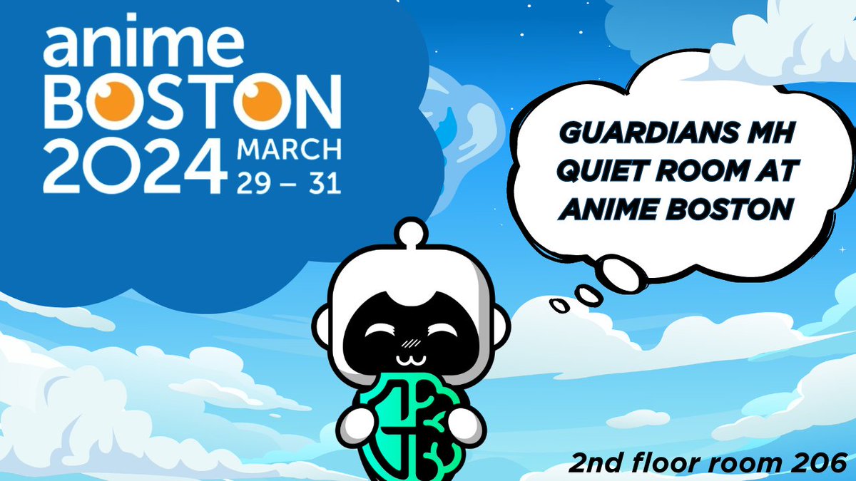 We are excited to be hosting the Quiet Room at @AnimeBoston for the 2nd year in a row Take a moment to step away from the bustle of the convention in our quiet room, complete a variety of sensory support materials. March 29-31 Hynes Convention Center, Boston 2nd floor Room 206