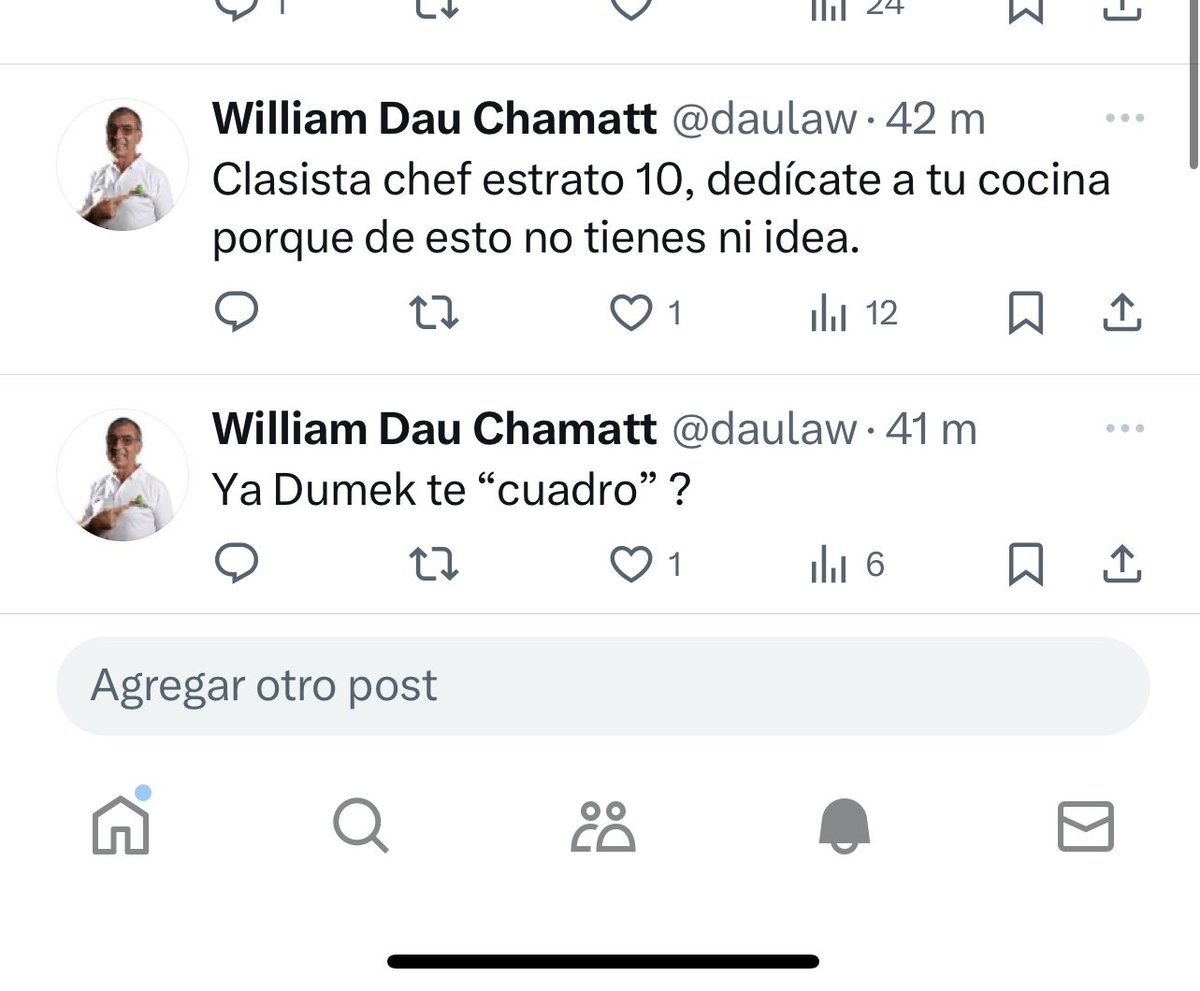 El ex alcalde de Cartagena, @daulaw, da marcha atrás y borra su mensaje en el que me pregunta si @dumek_turbay me había “cuadrado”. A mi nadie me “cuadra” señor Dau. No ocurrió en septiembre de 2022, cuando su alcaldía me invitó a participar en proyectos sobre inseguridad…