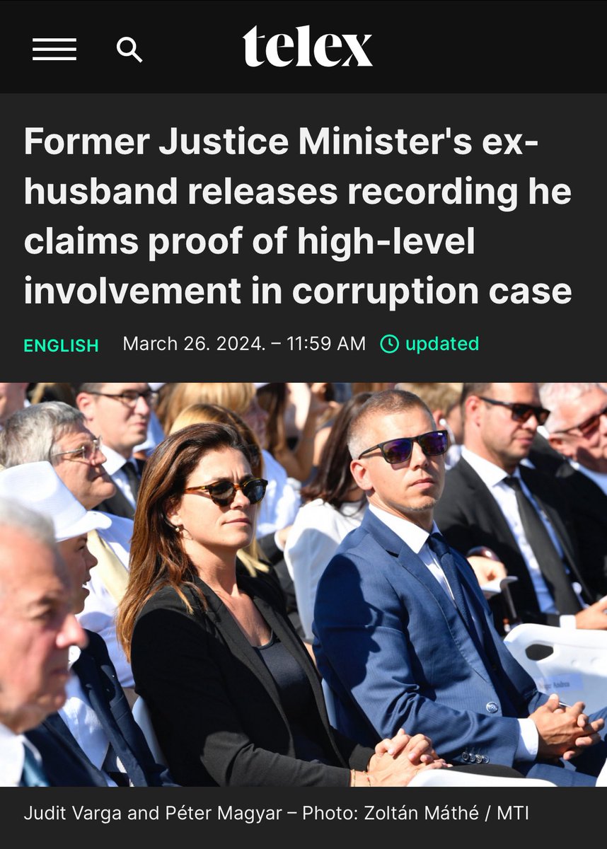 🚨On an audio released today by her ex-husband, former justice minister Judit Varga clearly details how Hungary's public institutions charged with investigating & prosecuting corruption are under political influence. The @EU_Commission must take immediate action.