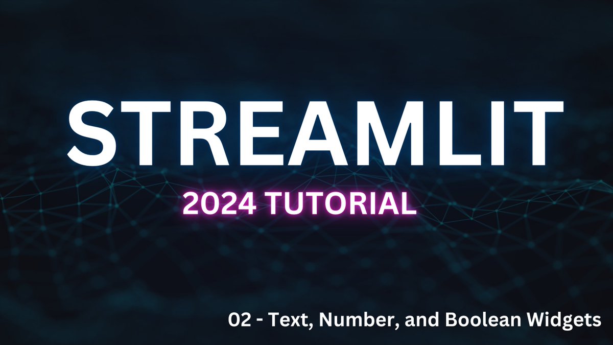 A lot has changed since I did my first Streamlit series in 2021 (wow that was 3 years ago!). This is the second video in my much needed and updates @streamlit series! Here, we look at text, number, and Boolean widgets! #pythonprogramming youtu.be/ejQKg0anP-A