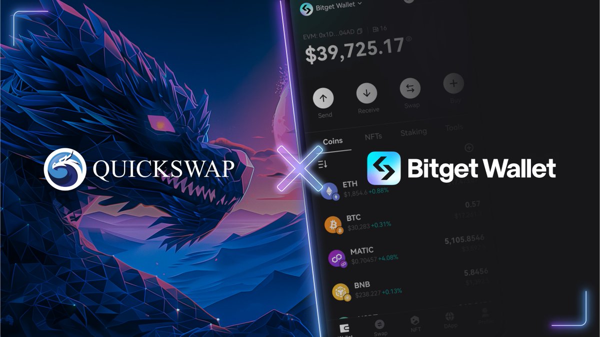 1/ $BWB airdrop for @BitgetWallet users on QuickSwap! 💥 To celebrate the upcoming BWB TGE, Bitget is providing up to 100K airdrop points to wallet users on the dragon DEX. All through this exciting campaign, powered by @Galxe. galxe.com/QuickSwapDEX/c… More details below ⤵️