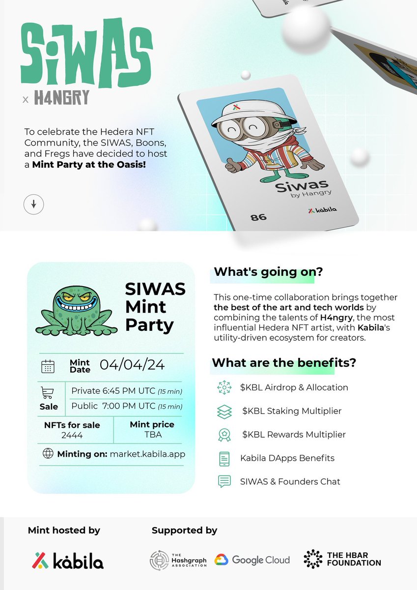 🔥 Community Giveaway! 🔥

🥳 <a href="/KabilaApp/">Kabila</a> has kindly provided $KONA with 3 WL spots to give away for their upcoming #SIWAS mint! (4.4.24) 🥳

To enter:
1️⃣ Like and repost
2️⃣ Follow <a href="/KabilaApp/">Kabila</a> and <a href="/KONA_100_/">$KONA ☕️</a> 
3️⃣ Comment #SIWAS
