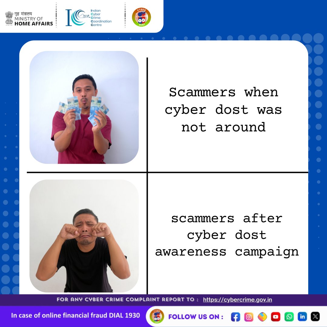 Don’t let scammers trick you with false rewards. Stay informed, stay secure! #CyberSmart #ScamAlert #I4C #MHA #Cyberdost #Cybercrime #Cybersecurity