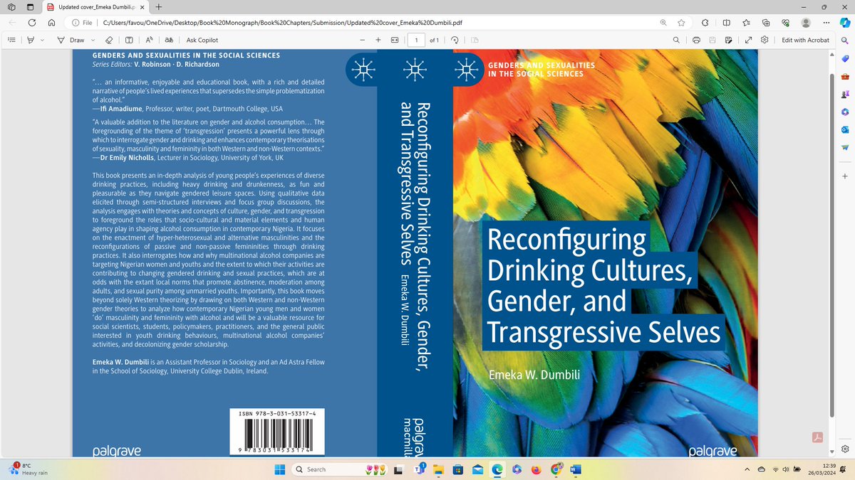 Book Publication Alert I am incredibly pleased to announce the publication of my book on the gendering of alcohol and transgressive drinking and sexual practices among young people. Combining Western and non-Western theorisations, the book link.springer.com/book/10.1007/9…
