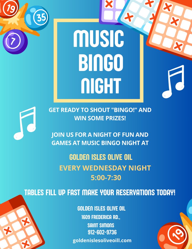 Join Us for a Fun Evening with Music Bingo
Every Weds Night 5:00pm