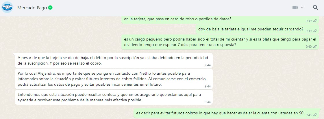 Mucho cuidado con tu plata en <a href="/mercadopago/">Mercado Pago</a> 
Aunque des de baja tu tarjeta de crédito igual te pueden seguir cargando
<a href="/mercadopago/">Mercado Pago</a> @MP_ayuda <a href="/ML_Ayuda/">.</a> <a href="/Mercadolibre/">Mercado Libre</a>