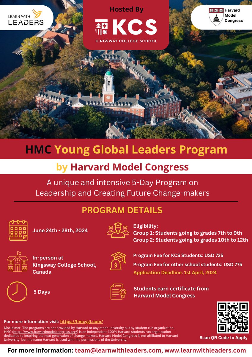 KCSMatters's tweet photo. KCS is hosting our 2nd Young Global Leaders Program thanks to the Harvard Model Congress and Learn with Leaders. The 5-day program runs June 24th to 28th, 2024. For more info, check out our website. https://t.co/mQa1kFoSsm……Register today. https://t.co/GOUwlAfl2V