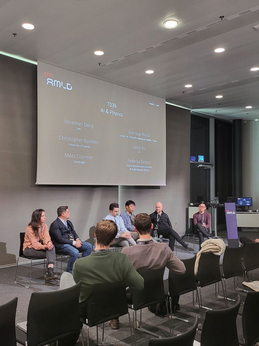 Panel discussion with speakers from @Cambridge_Unit, @Sissaschool and @EPFL_en on the impact of AI in Physics at #AMLDEPFL2024