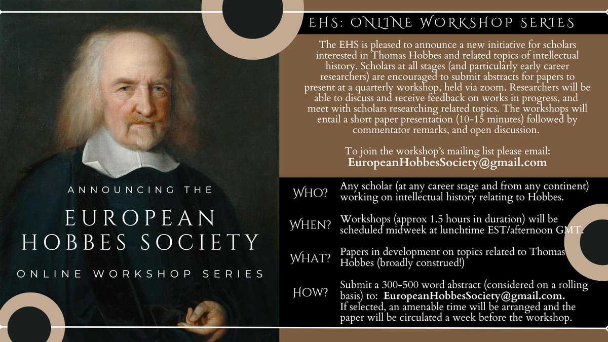 We are pleased to announce a new online workshop series for scholars working on Hobbes (and related themes). Abstracts will be considered on a rolling basis. Please do consider submitting and share widely!