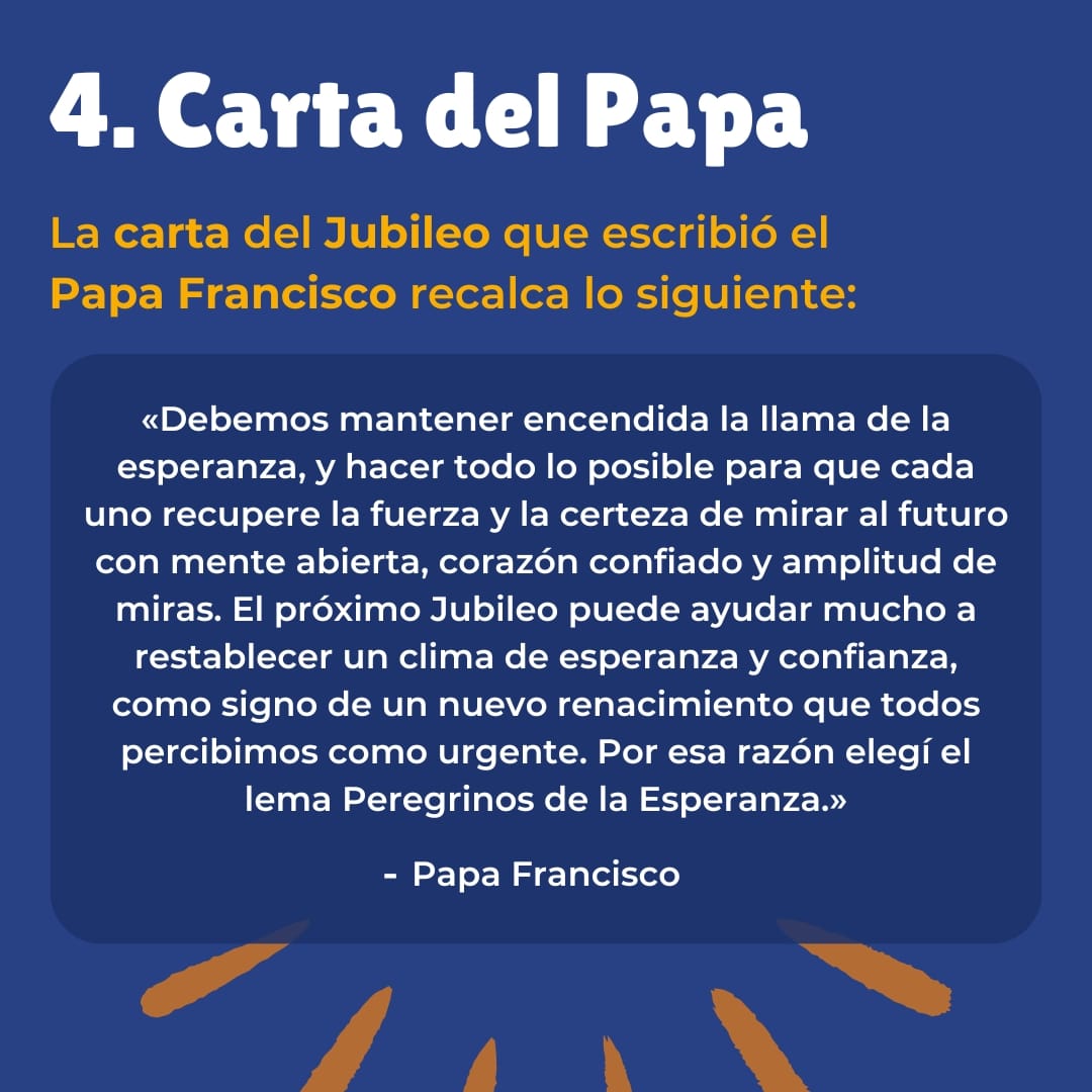 Compartimos los siguientes datos sobre el Jubileo 2025
El Santo Padre te espera en Roma el próximo año, sé "Peregrino de esperanza".
#iubilaeum2025 #jubileo2025 #evangelizati #evangelization #vaticano #FeYReflexión #AñoSantoJubilar #AñoSanto