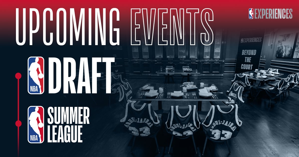 Secure your summer plans now with Official Experiences Packages at the 2024 NBA Draft and 2024 NBA Summer League >> buff.ly/3PbSSAe

2024 NBA Draft - June 26, 2024
2024 NBA Summer League - July 12-22, 2024

#NBAExperiences #NBADraft #NBASummerLeague #NBA