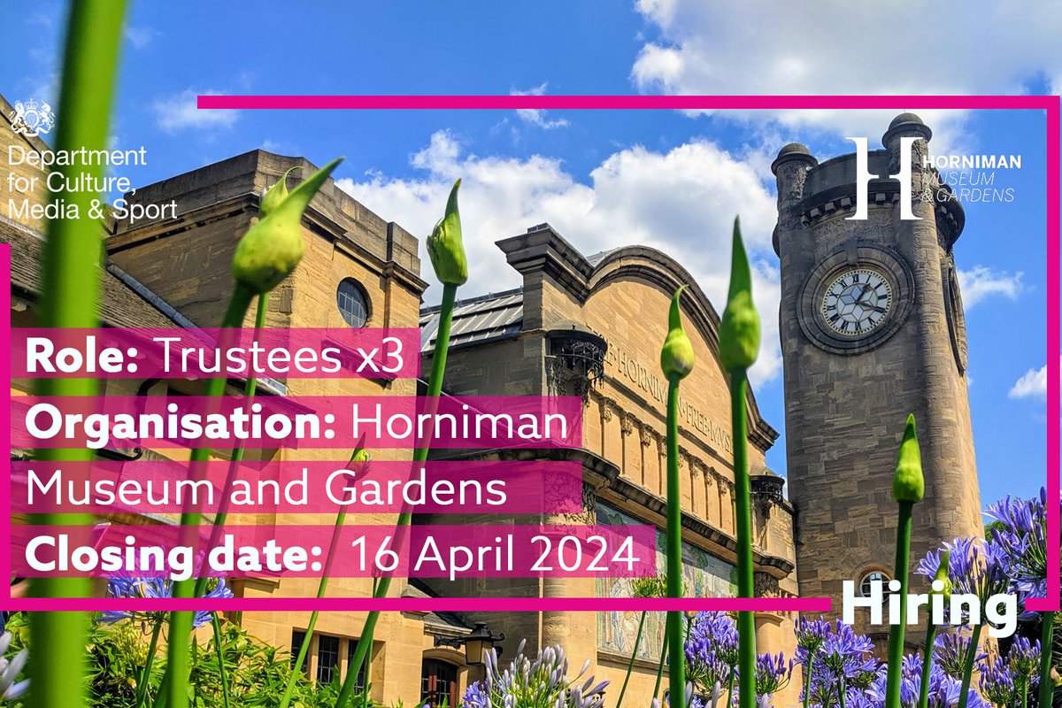 🖼️ 🌸 Bringing world cultures and the natural world together in South East London The @HornimanMuseum and Gardens is seeking three new trustees to provide vision, direction and accountability Find out more and apply by 16 April ▶️ …for-public-appointment.service.gov.uk/roles/8009