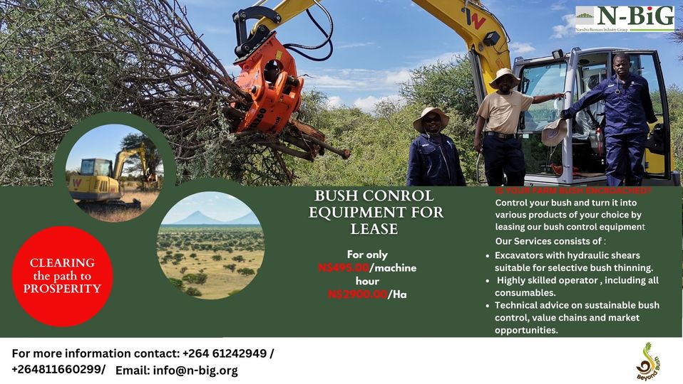 nbignamibia's tweet photo. IS YOUR FARM BUSH ENCROACHED? Control your bush and turn it into various products of your choice by leasing our bush control equipment
Call us today +264 61 242 949 | info@n-big.org
#bushcontrol #bushencroached #biomass #opportunity https://t.co/PBPbIaNVAW