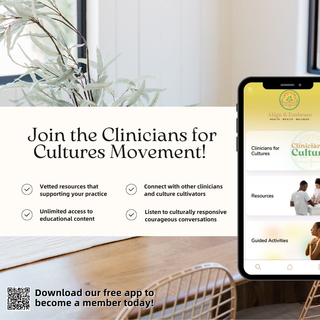 Join our movement today #wellbeing #therapy #mentalhealthmatters #healthandwellness #love #socialwork #DiversityEquityInclusion #Belonging #Empowerment #CulturallyResponsive #CulturallyResponsiveTeaching #CulturalAwareness #CulturalHumility #alignandembrace #CliniciansforCultures