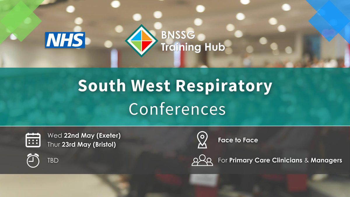 📆 Join us for this FREE face to face event ➡️ South West Respiratory Conferences 👇 Register interest bnssg.training.hub@nhs.net #freeevent #primarycareclinicians #primarycaremanagers #southwestrespiratory