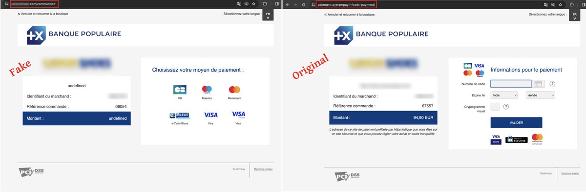 Another #magecart attack was found with a convincing mimic of a payment provider.
statsmetrica[.]co/init.js?4025525 fakes the @BanquePopulaire payment form, on a French merchant #ecommerce website.
#PCIDSS #DataSecurity #FormJacking