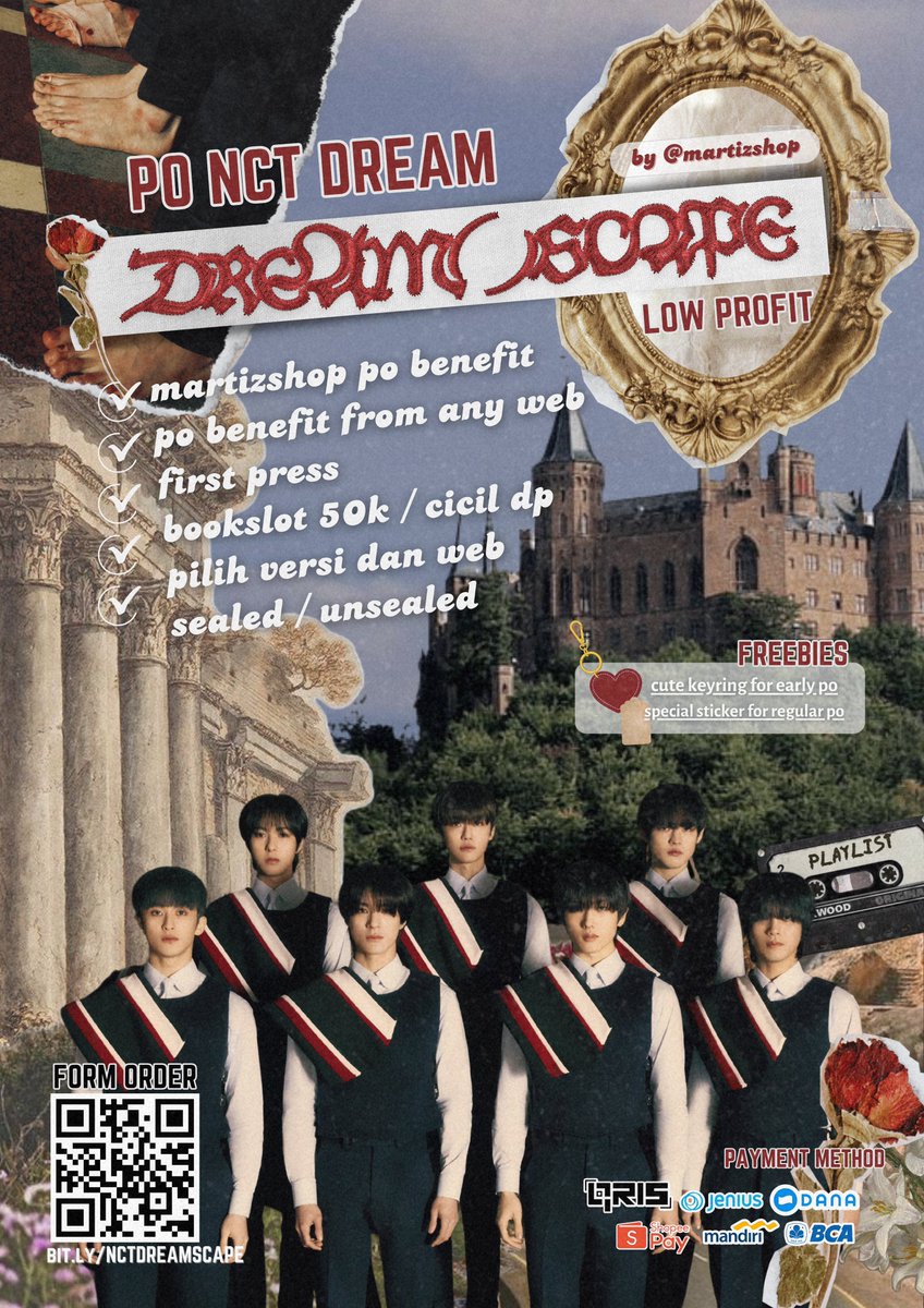 martizshop's tweet photo. [PO] nct dream ‘DREAM( )SCAPE’ album – lucky draw event 🦋

💰 album sealed only (no pob) 140k dp 80k
💰lucky draw photocard sharing price on other tweet

— choose album ver, choose web
💰 everline, withmuu, apple music, makestar, soundwave, smstore, fanplee 280k dp 220k
💰music korea 285k dp 225k
💰hellolive 295k dp 235k
💰ktown4u 300k dp 240k

🛒 https://t.co/reGONCt9Kz or dm to order

୨୧ rts or likes are appreciated ୨୧

📍bekasi

✅ ems tax
✅ go wa/line
✅ cicil dp

📆 close po
# online sales 31/03/24

🚚 est release tba

💳 mandiri, bca, btpn/jenius, seabank, dana, spay, qris

❗️MUST READ❗️
notes :
★ first pay first order
★ album est 300gr, list priority member for lucky draw photocard
★ buy 7 get all member lucky draw photocard
★ get special price if you buy 7 albums or more (proof no wm 🆗)

🎁 get special pre order benefit from martizshop
꩜ lucky draw nct dream official goods for 2 buyers
꩜ nct dream members sticker kiss cut