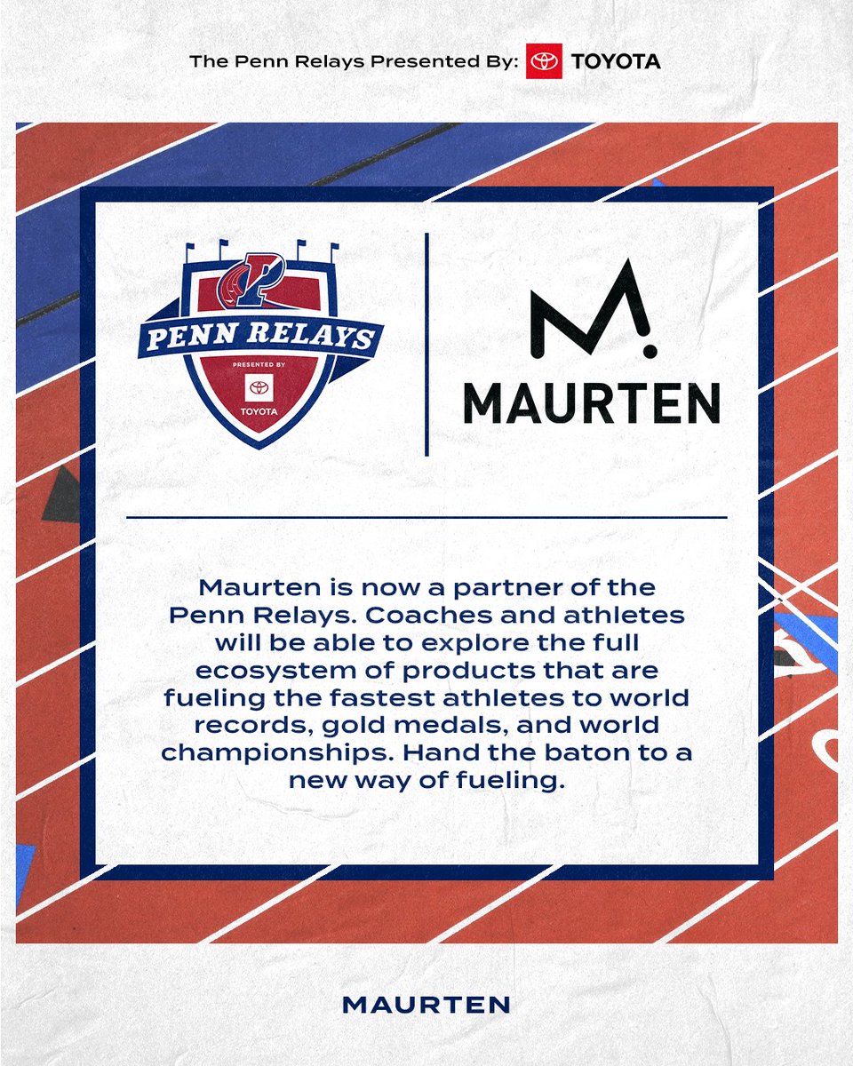 🚨𝗡𝗘𝗪 𝗣𝗔𝗥𝗧𝗡𝗘𝗥 𝗔𝗡𝗡𝗢𝗨𝗡𝗖𝗘𝗠𝗘𝗡𝗧🚨 We are very excited to welcome @MaurtenOfficial as an official partner of The Penn Relays! #2024PennRelays