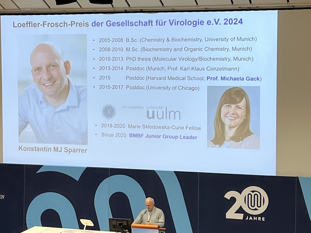 GesVirologie's tweet image. And on it goes… this year‘s Loeffler-Frosch-Award 🏆🥇 goes to…

… Konstantin Sparrer @SparrerLab @uni_ulm! Very well deserved, Konstantin! Congratulations! 🎉🍾

Memorable laudatio by Frank Kirchhoff, thank you Frank! 😂

#GfV2024