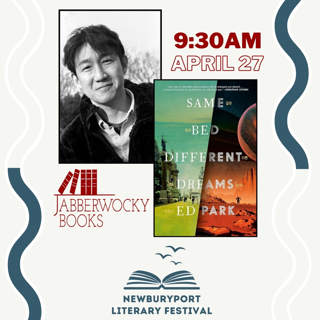 Our @JabberwockyBks agenda kicks off at 9:30 a.m. on Saturday, April 27, with author Ed Park, moderated by Ryan Walsh. You'll definitely want to grab a copy of Park's new novel, 'Same Bed Different Dreams,' while you're in the shop, and have it signed on your way out! 📚