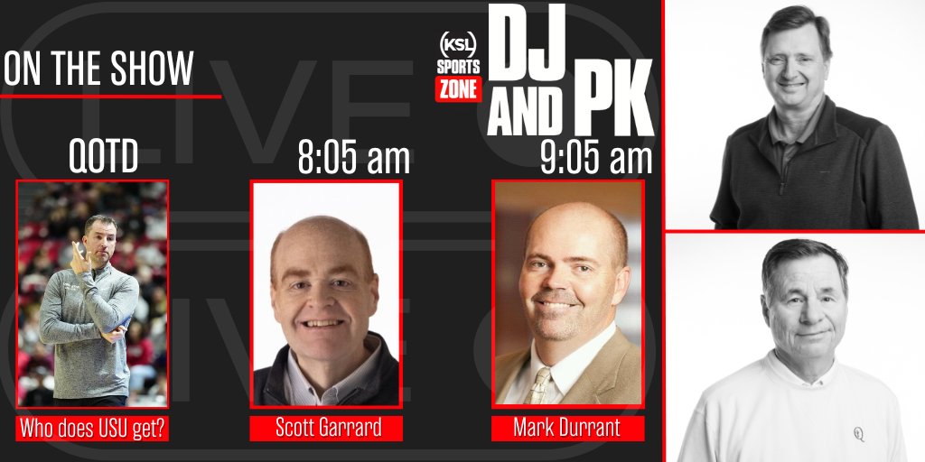 JacobCHatch's tweet image. Tuesday with DJ &amp;amp; PK on The @KSLSportsZone &amp;amp; streaming on the @kslsports app

@ScottyGZone joins us to talk about where #USUhoops looks now for Danny Sprinkle'e replacement &amp;amp; @DurrantMark breaks down what the next step(s) are for #BYUhoops 

Hot Takes or Toast, #QOTD &amp;amp; more