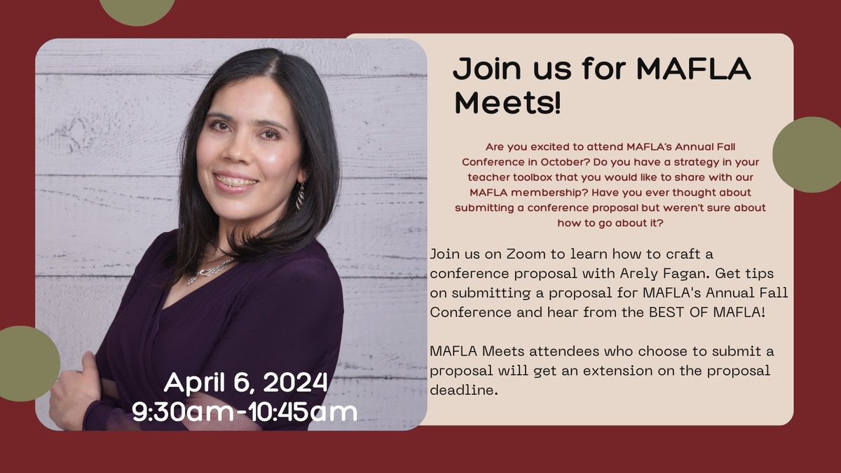 Join us for MAFLA Meets to learn how to craft a conference proposal from the BEST OF MAFLA! Register here: mafla.wildapricot.org/event-5668183/…