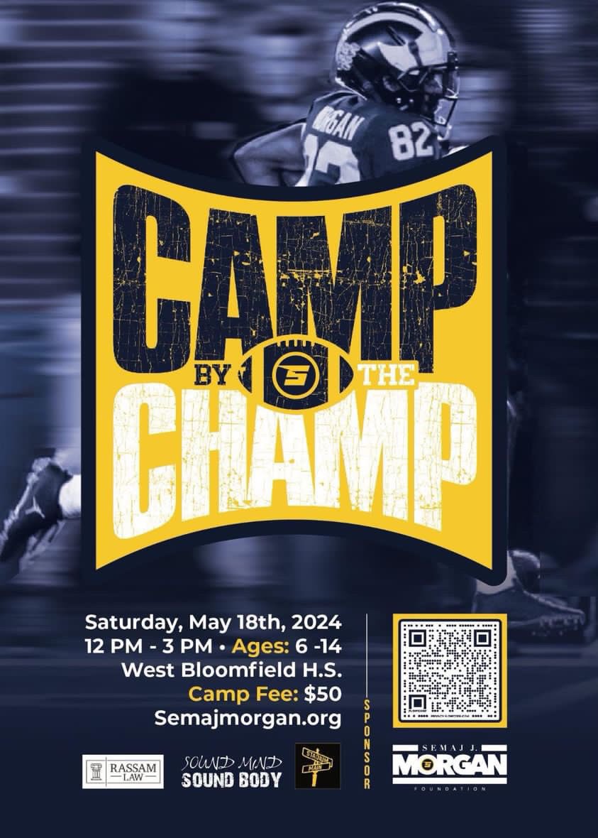Registration is open click the link. 

SemajMorgan.org

#campbythechamp
#goblue
#umichfootball
 <a href="/1dubshow/">dub show</a> <a href="/SamWebb77/">Sam Webb</a>