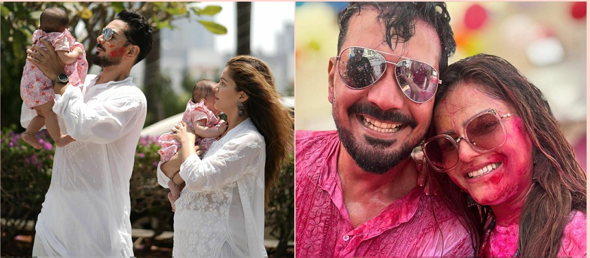 Edhaa and Jeeva first holi😍. Best moment of family❤. @RubiDilaik @ashukla09 #RubinaDilaik #AbhinavShukla #RubiNav