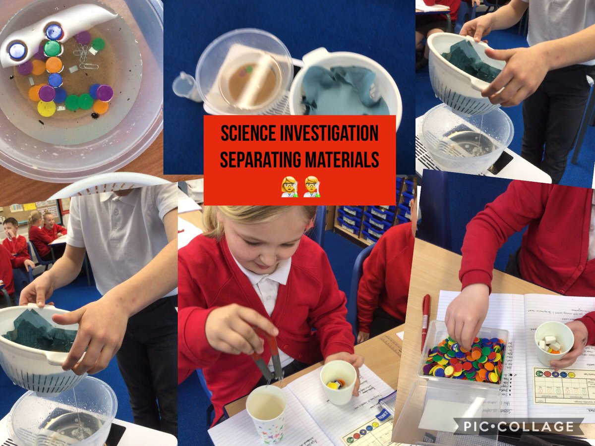 Year 5 have investigated how to separate materials using, sieving, filtering, picking, evaporation, dissolving and magnetism 👩‍🔬🧑‍🔬