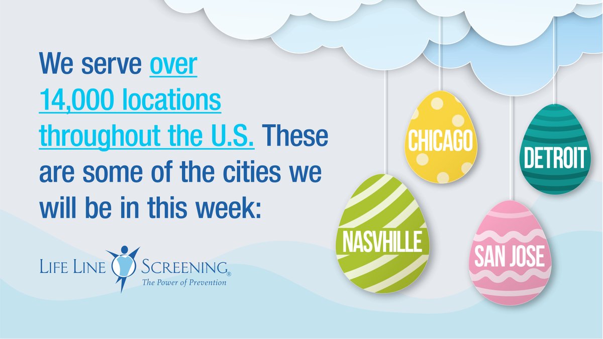 Life Line Screening will be screening for stroke and cardiovascular disease risk in Chicago, Detroit, Nashville, San Jose and many more locations this week. We serve over 14,000 locations/year throughout the U.S. Click the link to find a location near you llsa.social/X