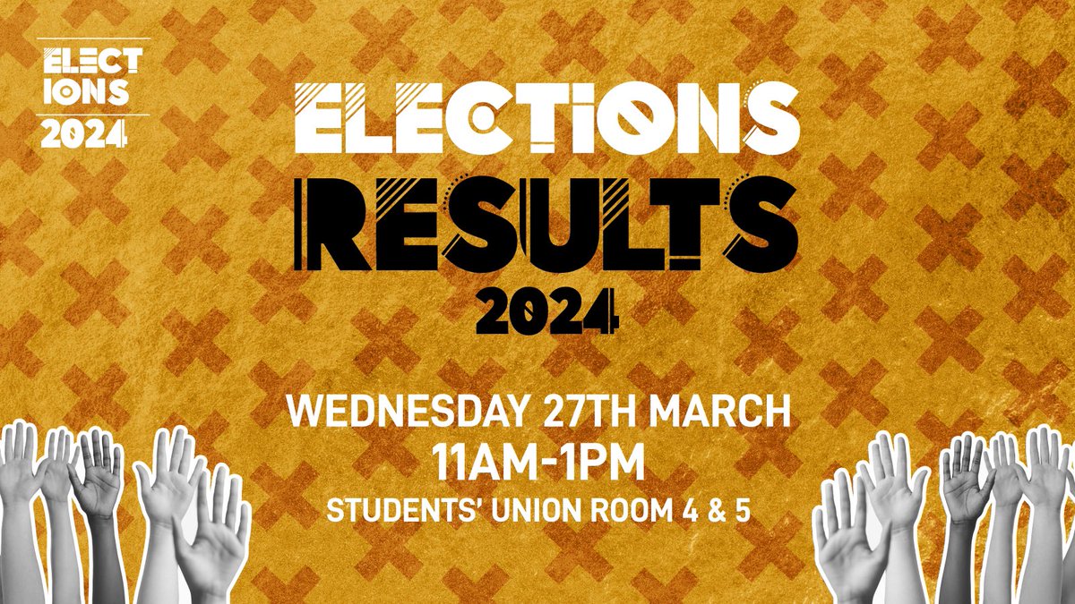 🚨ANNOUNCEMENT🚨 SU Elections Results will now be held tomorrow at 11am in the Students’ Union building room 4 & 5 See you there!! 👋🥳