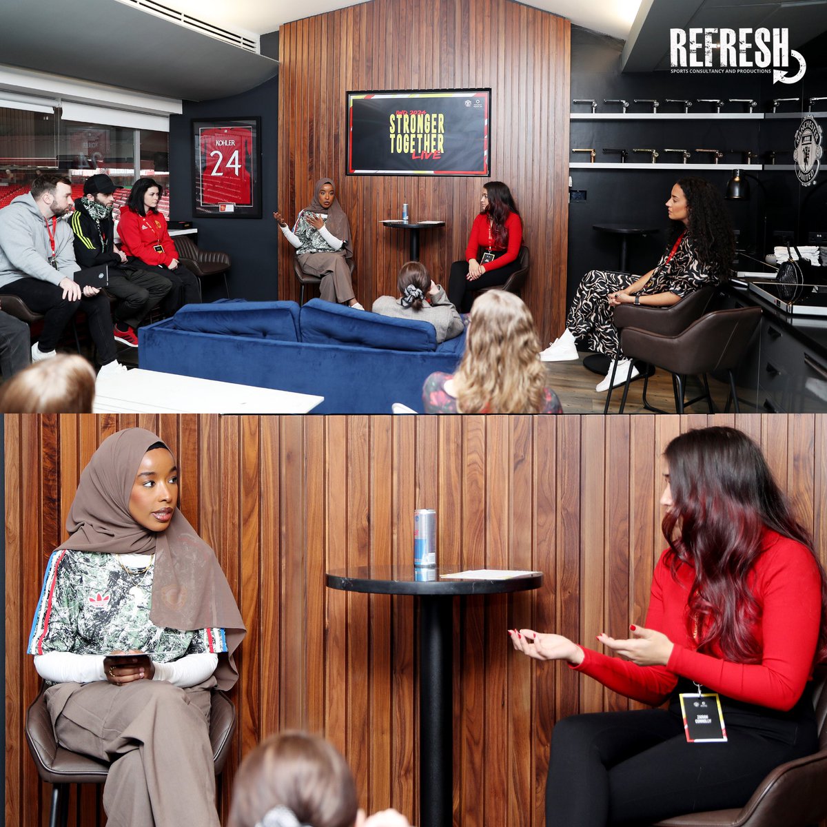 🎙️Refresh Sports client @fadumo_oo speaking at the International Women’s Day conference at Old Trafford! 👏