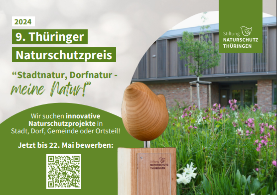 Bewirb dich für den Thüringer Naturschutzpreis! Gesucht werden Städte, Gemeinden und Dörfer die innovative Naturschutzprojekte umgesetzt haben. Auch BürgerInnen und Vereine können Kommunen vorschlagen. Mehr Infos: stiftung-naturschutz-thueringen.de/thueringer-nat…