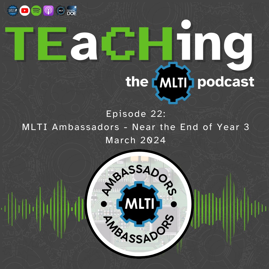 Learning Through Technology at Maine DOE (@mainedoeltt) on Twitter photo As the MLTI Ambassador program nears the end of year 3, #TeachingWithTech prepares for five new Ambassadors. Come listen about our experience and why this job is so great! Plus, you can contact us to learn more. <a href="/mdoenews/">ME Dept of Education</a> <a href="/BanksEmmamarie/">Emma-Marie Banks</a> <a href="/MaineSchoolTech/">jonathan r. werner</a> open.spotify.com/episode/7sSeoU… As the MLTI Ambassador program nears the end of year 3, #TeachingWithTech prepares for five new Ambassadors. Come listen about our experience and why this job is so great! Plus, you can contact us to learn more. <a href="/mdoenews/">ME Dept of Education</a> <a href="/BanksEmmamarie/">Emma-Marie Banks</a> <a href="/MaineSchoolTech/">jonathan r. werner</a> open.spotify.com/episode/7sSeoU…