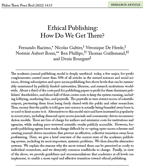 Learn more about academia-friendly journals in this paper by @FerRacimo, @GaltierNicolas, @vdeherde82, @naubertbonn, @ben_phi11ips, @ThomasGuillem and @BourguetD : hal.science/hal-03621386/