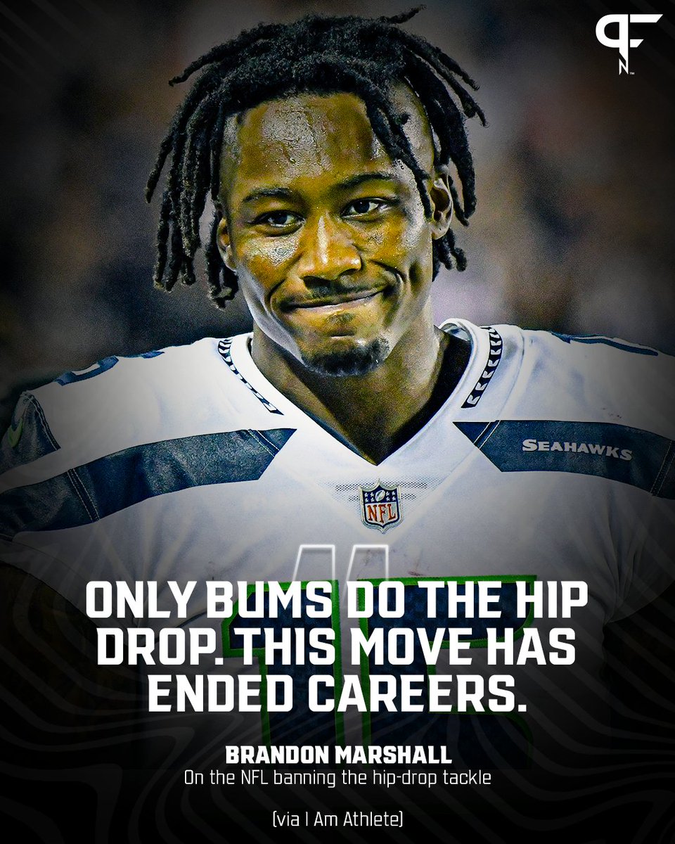 Brandon Marshall says there's no place for the hip-drop tackle in football. 😬 #NFL | @IAMATHLETEpod