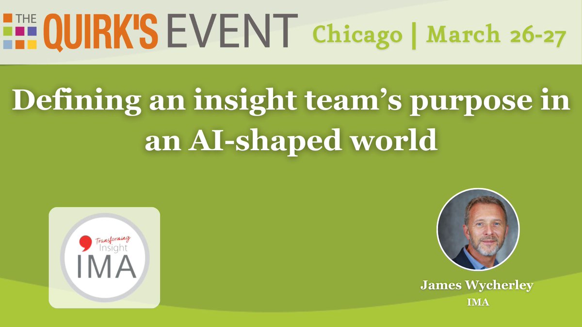IMA chef executive James Wycherley will be defining an Insight team's purpose in an AI-shaped world - Room 2 at 3pm. Please come and join us! 😊 

#Insightforums  #Insightleadersplaybook #Insightinfluencers  #TransformingInsight

buff.ly/3PzgMpg