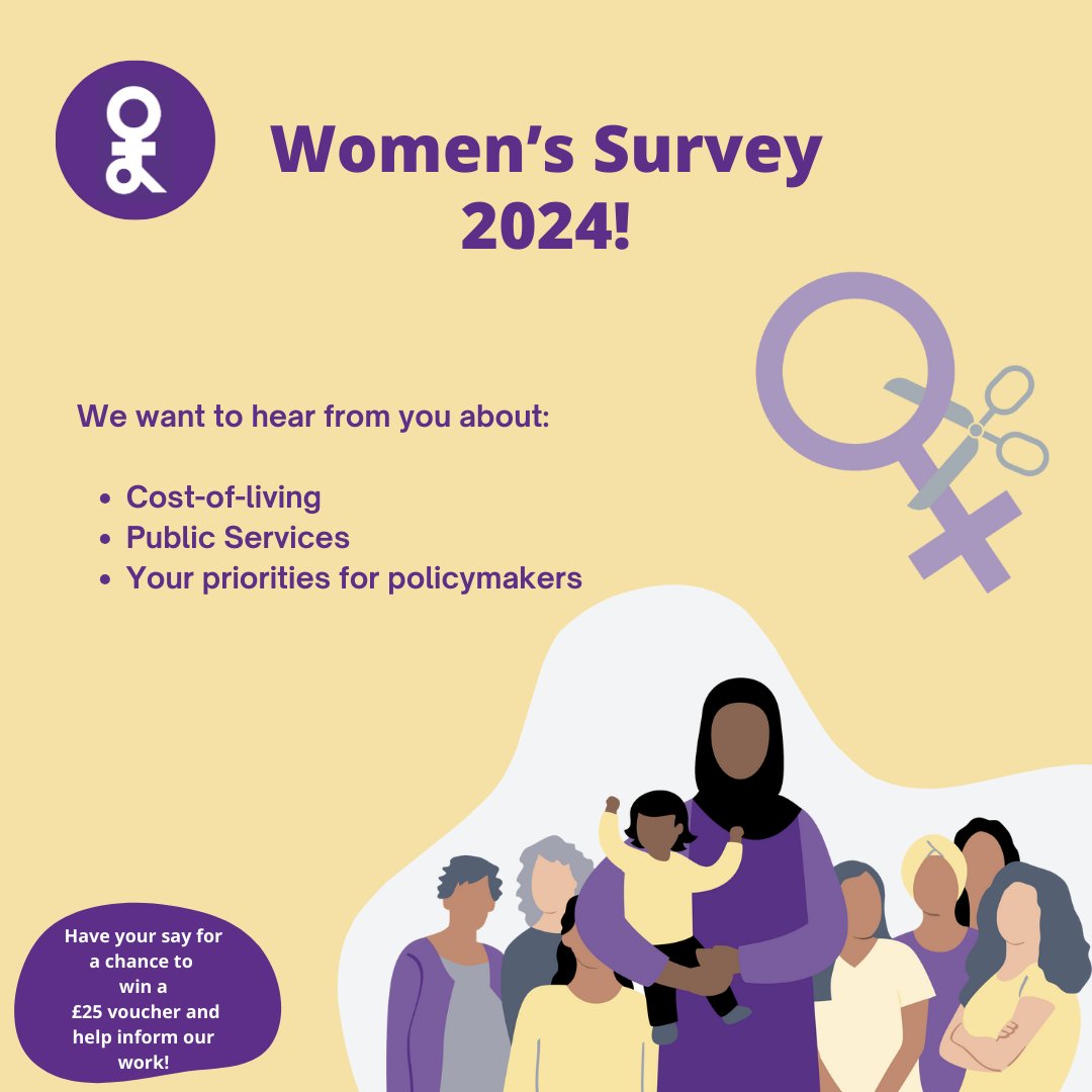 🚨 ONE WEEK TO GO 🚨 Our Women's Survey 2024 closes next Tuesday. 855 women have already taken the survey, can you help us reach our target of 1000 responses? Take the survey 💫 🔗Access it here: smartsurvey.co.uk/s/AFDTXT/