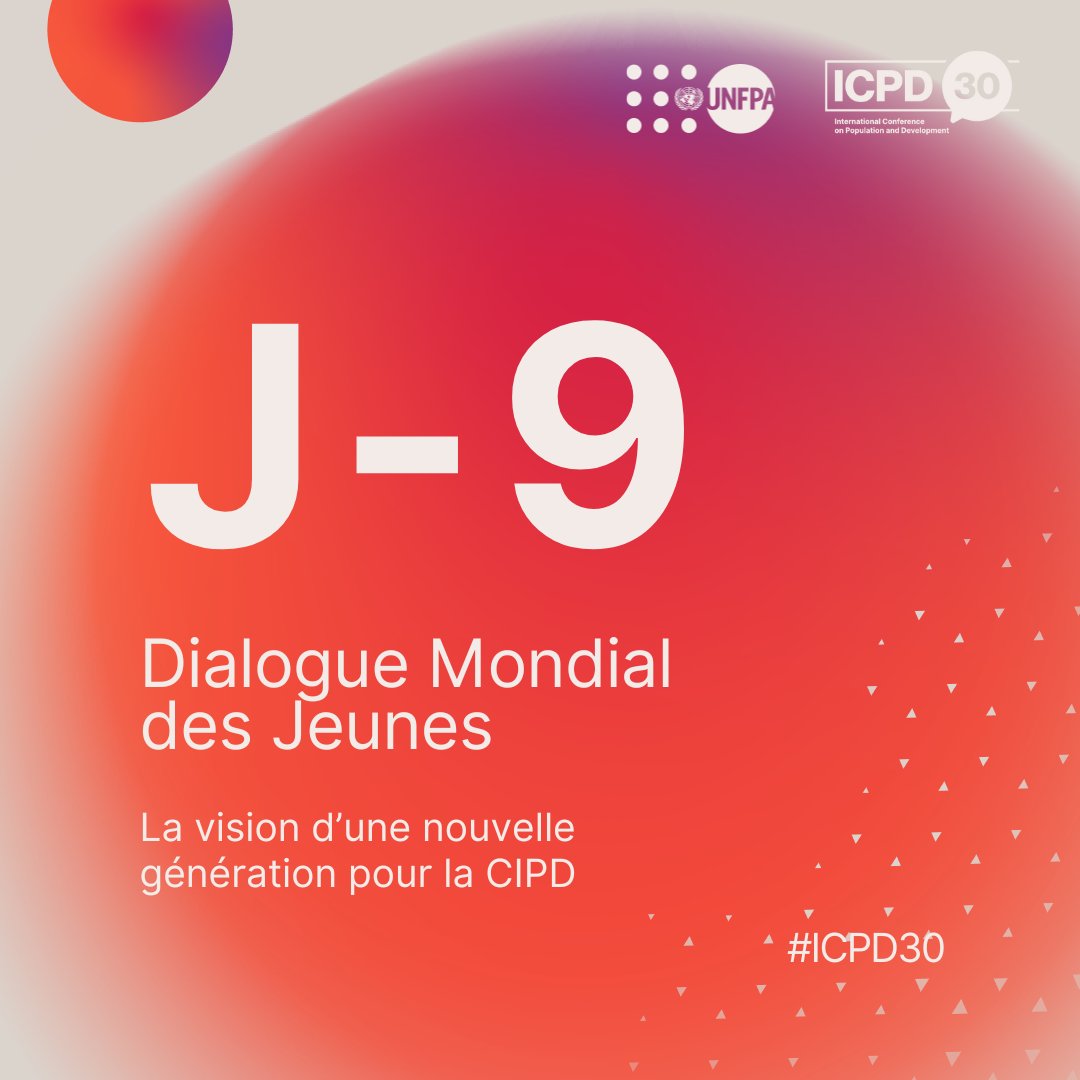 unfpa_benin's tweet photo. Vous le saviez déjà ! 
J J-9 pour le Dialogue Mondial de la Jeunesse à #Cotonou. Les voix des jeunes du monde résonneront pour inspirer le changement et forger un avenir meilleur. Prêt à vous connecter, à vous engager et à faire entendre votre voix?
#YouthDialogue2024  
#ICPD30 https://t.co/Ds9ucCWJIF