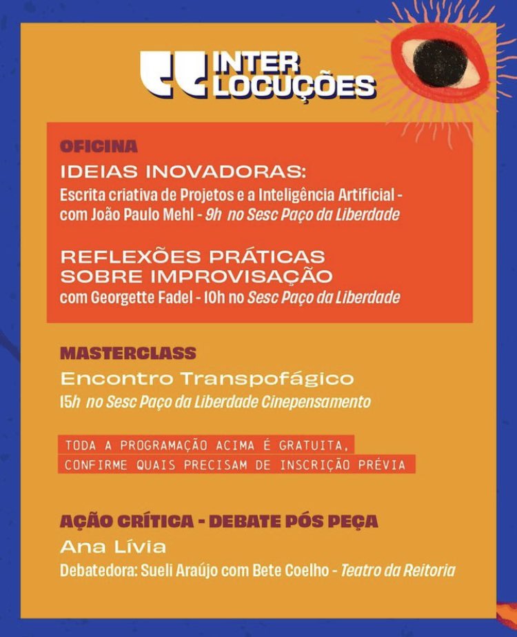 O @Fest_Curitiba segue com programação diária até 07/04. Confira um pouco do que rola nesta terça-feira 🎭 #GuiaGayCuritiba #FestivaldeCuritiba